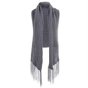 NEW Gray Ribbed Fringe Sweater Vest